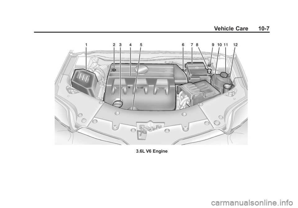 GMC TERRAIN 2014 Owners Manual Black plate (7,1)GMC Terrain/Terrain Denali Owner Manual (GMNA-Localizing-U.S./Canada/
Mexico-6081485) - 2014 - CRC - 12/6/13
Vehicle Care 10-7
3.6L V6 Engine GMC TERRAIN 2014 Owners Manual Black plate (7,1)GMC Terrain/Terrain Denali Owner Manual (GMNA-Localizing-U.S./Canada/
Mexico-6081485) - 2014 - CRC - 12/6/13
Vehicle Care 10-7
3.6L V6 Engine