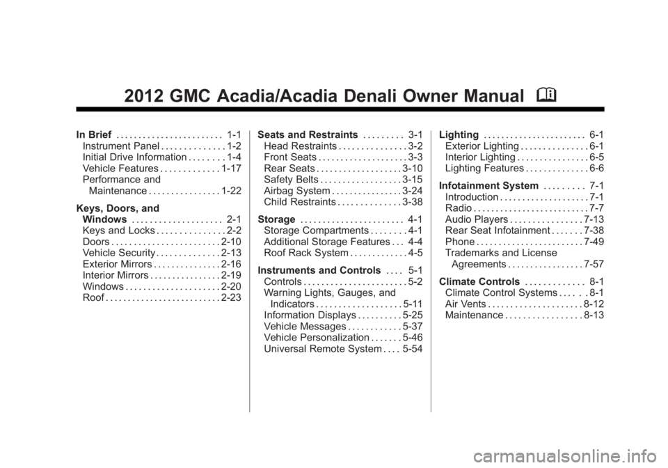 GMC ACADIA 2012  Owners Manual 