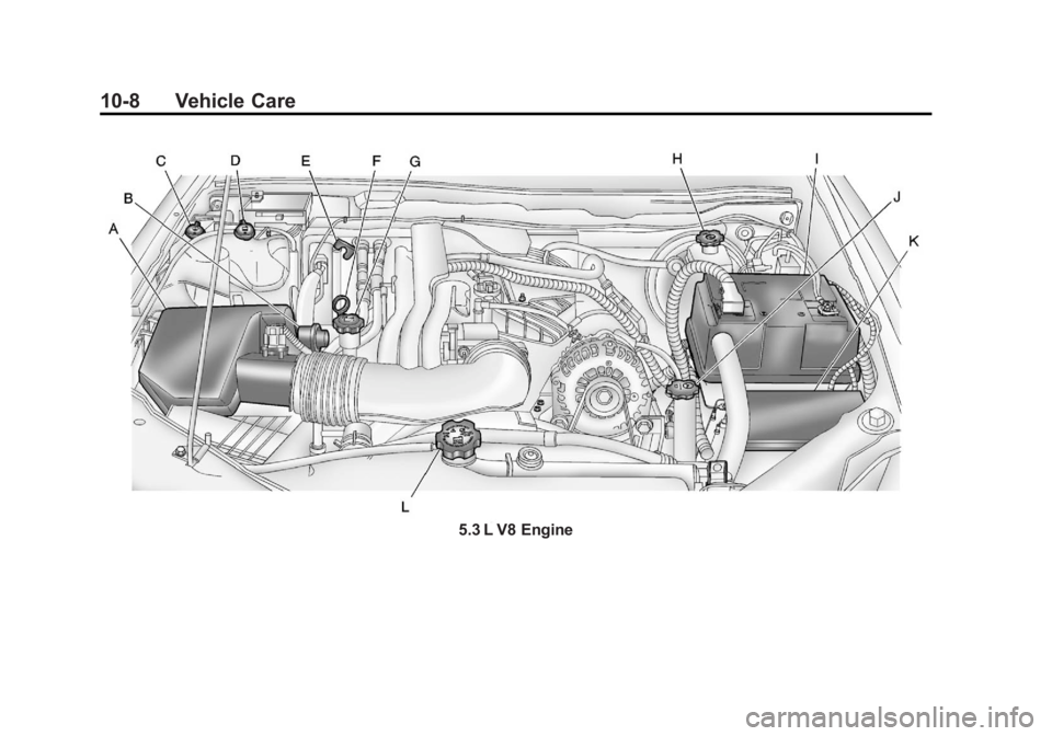 GMC CANYON 2012 Owners Manual Black plate (8,1)GMC Canyon Owner Manual - 2012
10-8 Vehicle Care
5.3 L V8 Engine GMC CANYON 2012 Owners Manual Black plate (8,1)GMC Canyon Owner Manual - 2012
10-8 Vehicle Care
5.3 L V8 Engine
