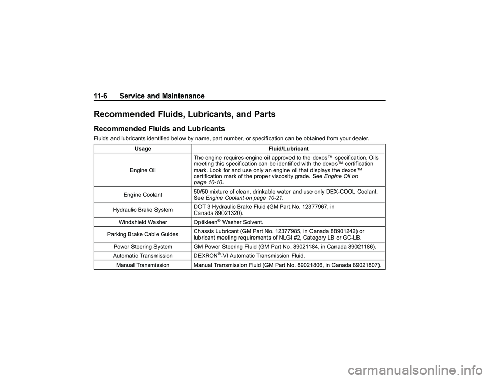 GMC CANYON 2011  Owners Manual Bla ck pla te (6 ,1 )
G M C Can yon Owner M an ual - 2011
1 1 -6 Serv ic e an d Main te n an ceR eco m men ded Flu id s, L u bric an ts , an d PartsR eco m men ded Flu id s an d Lubric an tsF lu id s 