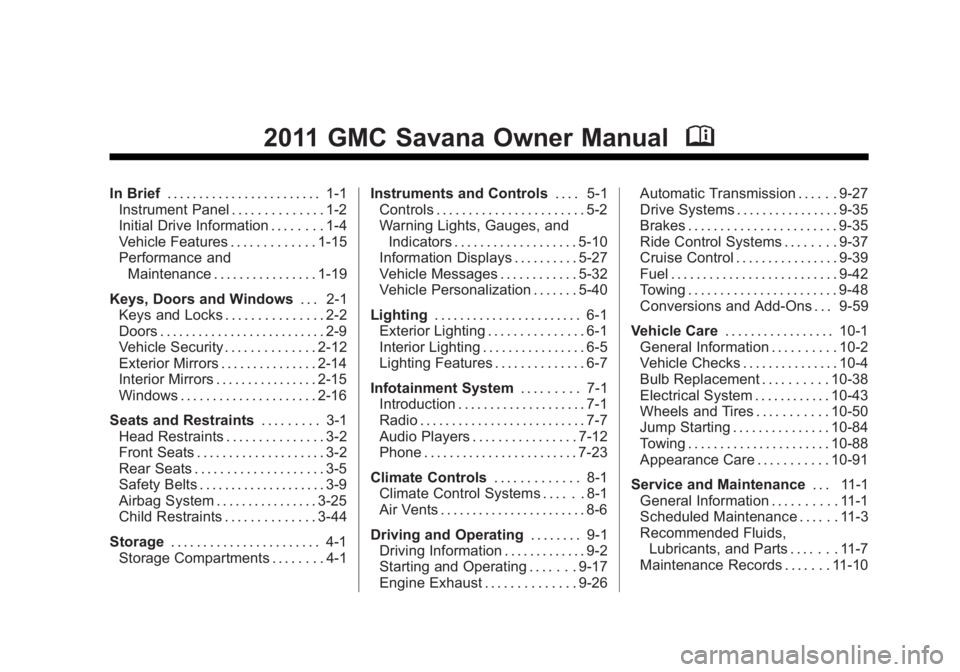GMC SAVANA 2011  Owners Manual 