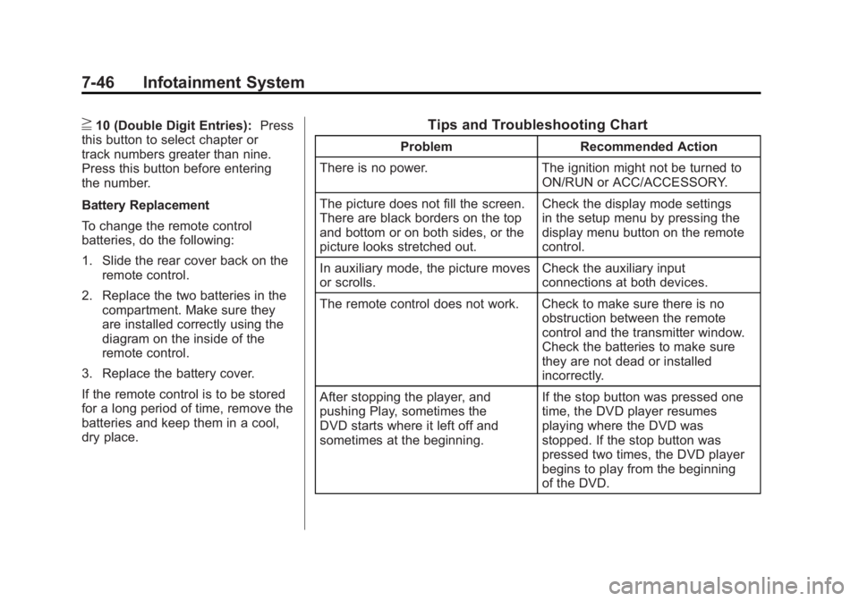 GMC SIERRA 2011  Owners Manual Black plate (46,1)GMC Sierra Owner Manual - 2011
7-46 Infotainment System
}10 (Double Digit Entries):Press
this button to select chapter or
track numbers greater than nine.
Press this button before en