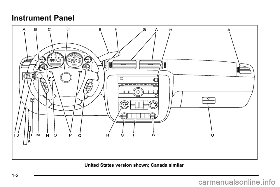 GMC YUKON 2010  Owners Manual Instrument Panel
United States version shown; Canada similar
1-2 