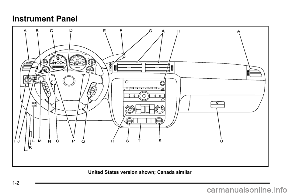 GMC YUKON 2010 Owners Manual Instrument Panel
United States version shown; Canada similar
1-2 GMC YUKON 2010 Owners Manual Instrument Panel
United States version shown; Canada similar
1-2