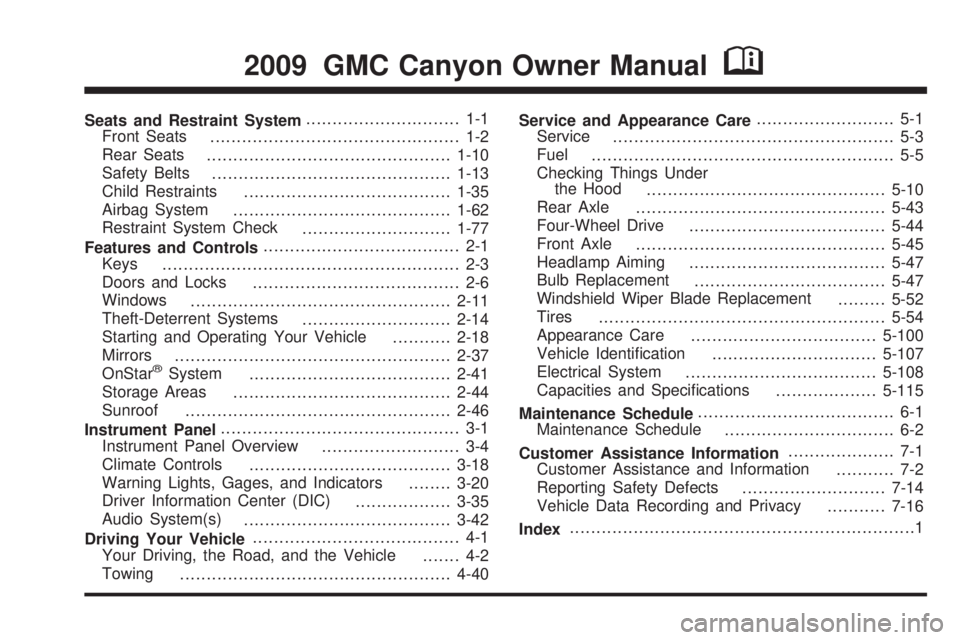 GMC CANYON 2009  Owners Manual 