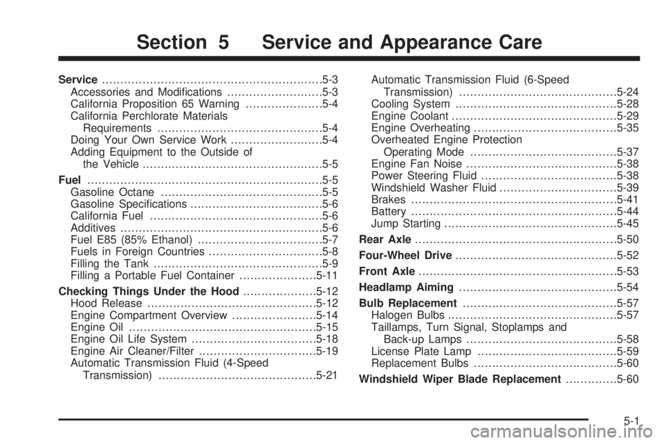 GMC YUKON 2009  Owners Manual Service............................................................5-3
Accessories and Modi�cations..........................5-3
California Proposition 65 Warning.....................5-4
California Pe