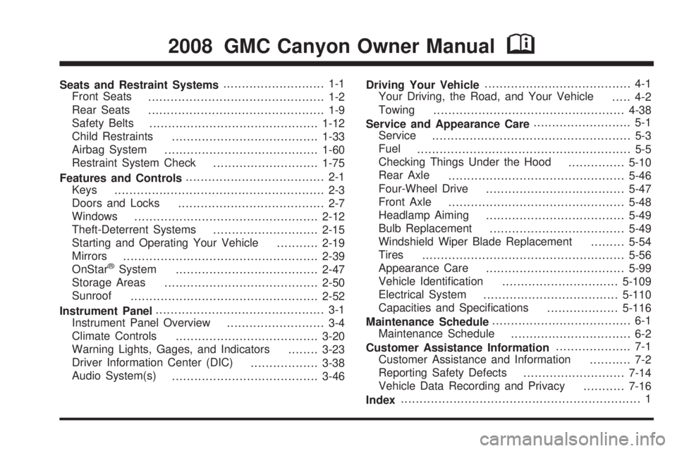 GMC CANYON 2008  Owners Manual 
