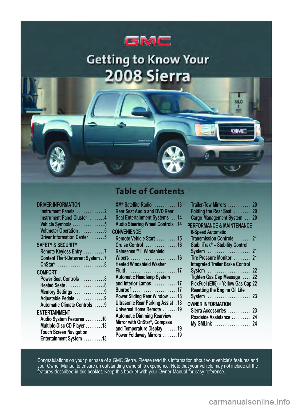 GMC SIERRA 2008  Get To Know Guide 