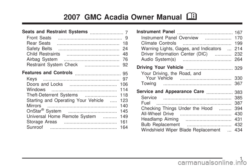 GMC ACADIA 2007  Owners Manual 