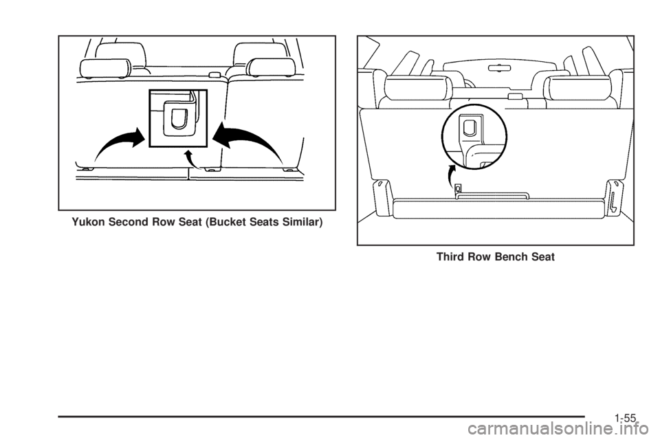 GMC YUKON 2005 Repair Manual Yukon Second Row Seat (Bucket Seats Similar)
Third Row Bench Seat
1-55 