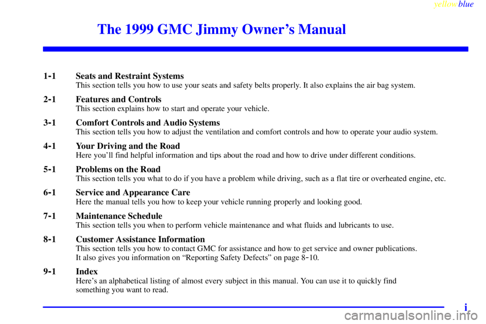 GMC JIMMY 1999  Owners Manual 