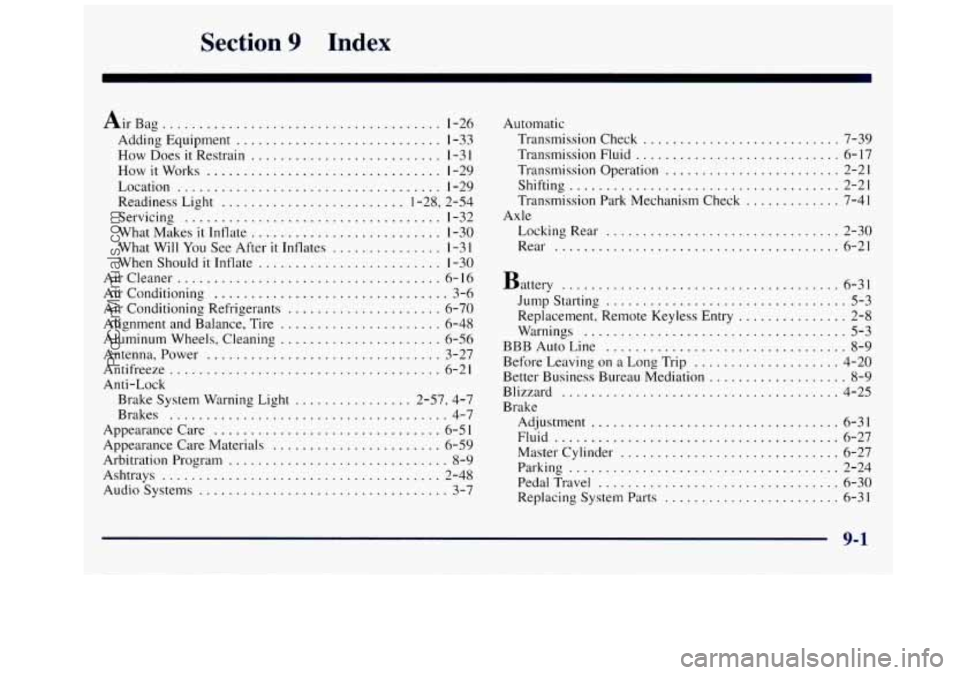 GMC SAVANA 1998 Owners Manual Section 9 Index
Air Bag ...................................... 1-26
Adding Equipment ............................ 1-33
How Does it Restrain .......................... 1-3 I
How it Works ......... GMC SAVANA 1998 Owners Manual Section 9 Index
Air Bag ...................................... 1-26
Adding Equipment ............................ 1-33
How Does it Restrain .......................... 1-3 I
How it Works .........
