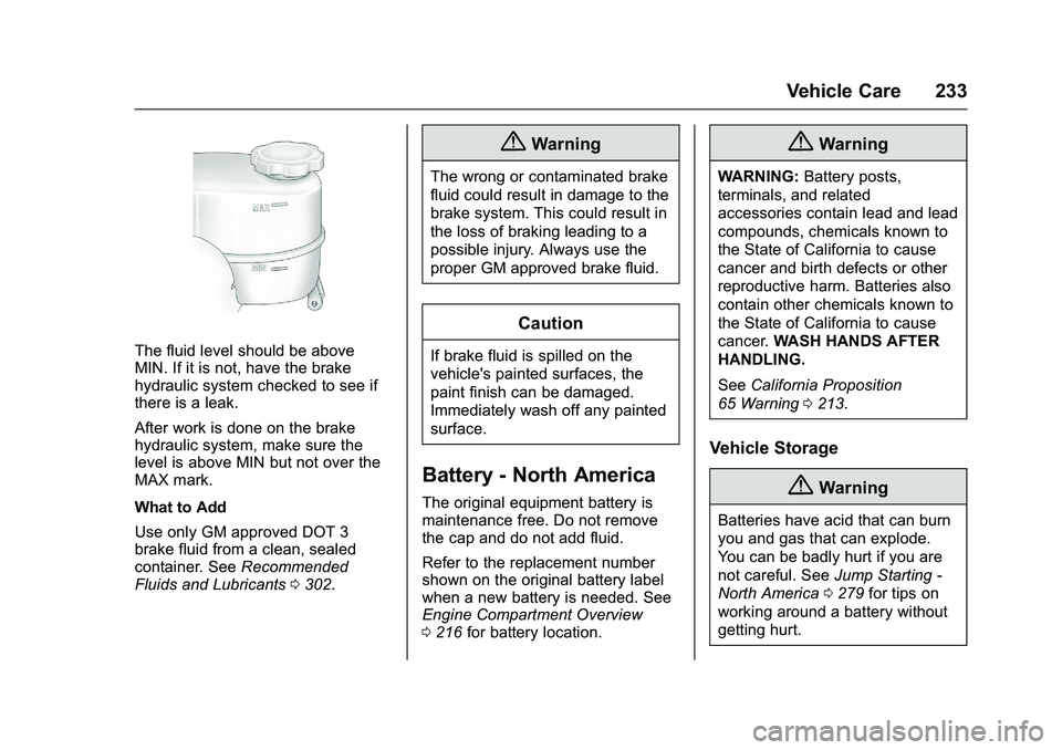 GMC SAVANA PASSENGER 2016 Owners Manual GMC Savana Owner Manual (GMNA-Localizing-U.S./Canada-9159232) -
2016 - crc - 11/11/15
Vehicle Care 233
The fluid level should be above
MIN. If it is not, have the brake
hydraulic system checked to see GMC SAVANA PASSENGER 2016 Owners Manual GMC Savana Owner Manual (GMNA-Localizing-U.S./Canada-9159232) -
2016 - crc - 11/11/15
Vehicle Care 233
The fluid level should be above
MIN. If it is not, have the brake
hydraulic system checked to see