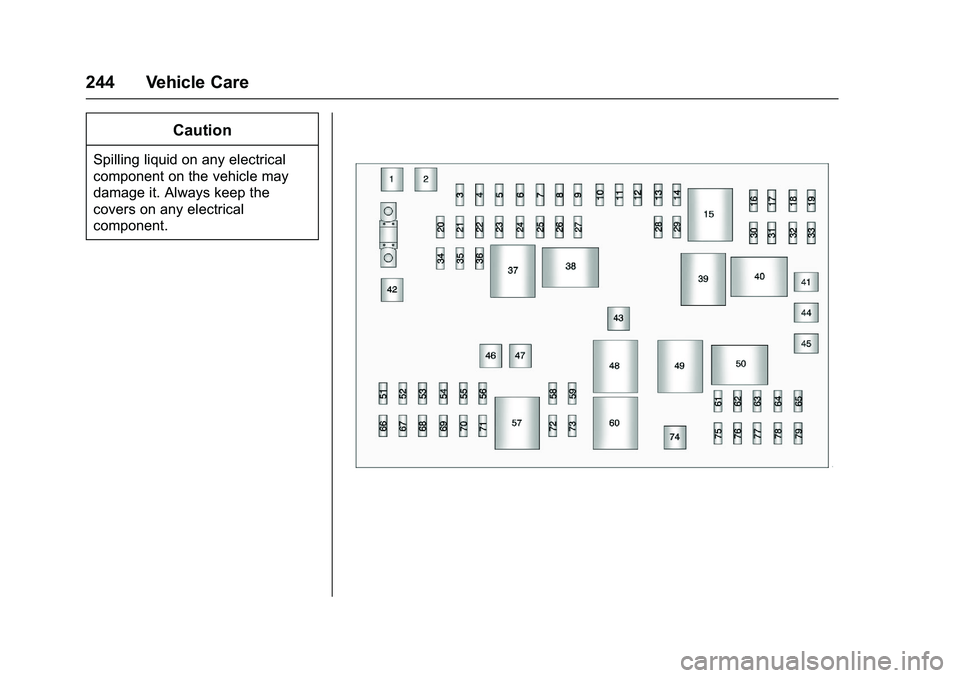 GMC SAVANA PASSENGER 2016 Owners Manual GMC Savana Owner Manual (GMNA-Localizing-U.S./Canada-9159232) -
2016 - crc - 11/11/15
244 Vehicle Care
Caution
Spilling liquid on any electrical
component on the vehicle may
damage it. Always keep the GMC SAVANA PASSENGER 2016 Owners Manual GMC Savana Owner Manual (GMNA-Localizing-U.S./Canada-9159232) -
2016 - crc - 11/11/15
244 Vehicle Care
Caution
Spilling liquid on any electrical
component on the vehicle may
damage it. Always keep the