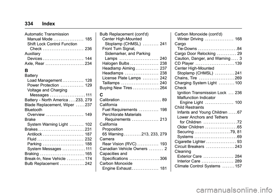 GMC SAVANA PASSENGER 2016 Owners Manual GMC Savana Owner Manual (GMNA-Localizing-U.S./Canada-9159232) -
2016 - crc - 11/11/15
334 Index
Automatic TransmissionManual Mode . . . . . . . . . . . . . . . . . 185
Shift Lock Control Function
Chec GMC SAVANA PASSENGER 2016 Owners Manual GMC Savana Owner Manual (GMNA-Localizing-U.S./Canada-9159232) -
2016 - crc - 11/11/15
334 Index
Automatic TransmissionManual Mode . . . . . . . . . . . . . . . . . 185
Shift Lock Control Function
Chec