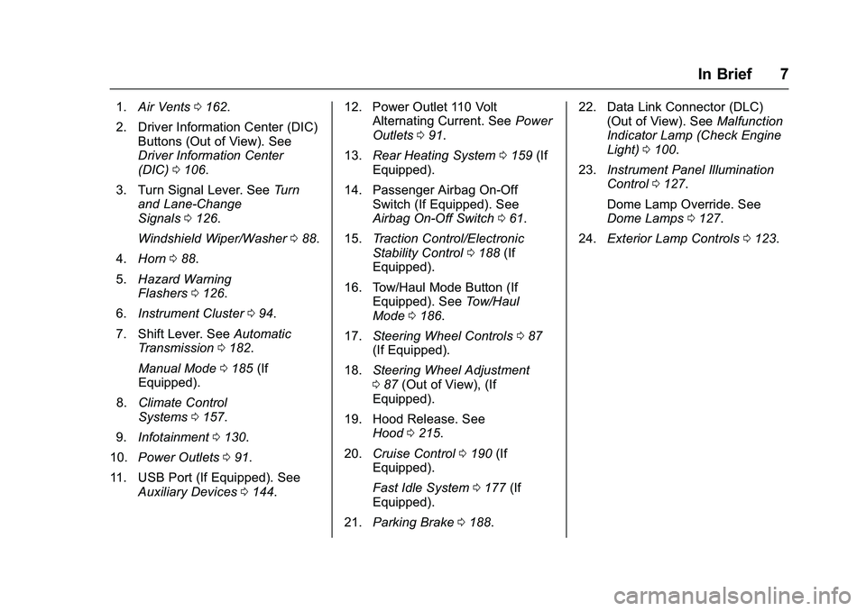 GMC SAVANA PASSENGER 2016  Owners Manual GMC Savana Owner Manual (GMNA-Localizing-U.S./Canada-9159232) -
2016 - crc - 11/11/15
In Brief 7
1.Air Vents 0162.
2. Driver Information Center (DIC) Buttons (Out of View). See
Driver Information Cent
