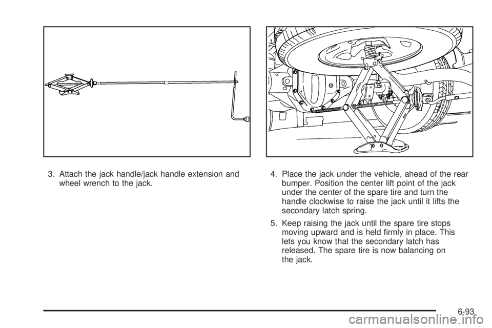 GMC SAVANA PASSENGER 2010 Owners Manual 3. Attach the jack handle/jack handle extension and
wheel wrench to the jack.4. Place the jack under the vehicle, ahead of the rear
bumper. Position the center lift point of the jack
under the center GMC SAVANA PASSENGER 2010 Owners Manual 3. Attach the jack handle/jack handle extension and
wheel wrench to the jack.4. Place the jack under the vehicle, ahead of the rear
bumper. Position the center lift point of the jack
under the center