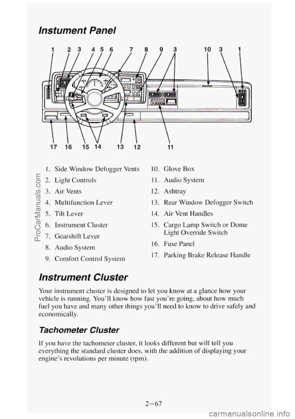 GMC SIERRA 1994 Owners Manual lnstument Panel
1 23 456 7093 10 3 1
17 1.6
15 14
13 12
I. Side Window Defogger Vents
2. Light Controls
3. Air Vents
4. Multifunction Lever
5. Tilt Lever
6. Instrument Cluster
7. Gearsh GMC SIERRA 1994 Owners Manual lnstument Panel
1 23 456 7093 10 3 1
17 1.6
15 14
13 12
I. Side Window Defogger Vents
2. Light Controls
3. Air Vents
4. Multifunction Lever
5. Tilt Lever
6. Instrument Cluster
7. Gearsh