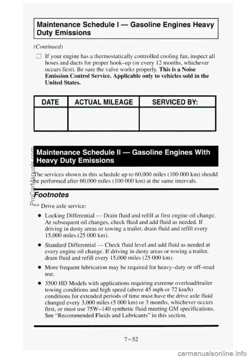 GMC SIERRA 1995 Owners Manual Maintenance Schedule I - Gasoline Engines Heavy
Duty Emissions
(Continued)
L! If your engine has a thermostatically controlled cooling fan, inspect all
hoses and ducts for proper hook-up ( GMC SIERRA 1995 Owners Manual Maintenance Schedule I - Gasoline Engines Heavy
Duty Emissions
(Continued)
L! If your engine has a thermostatically controlled cooling fan, inspect all
hoses and ducts for proper hook-up (