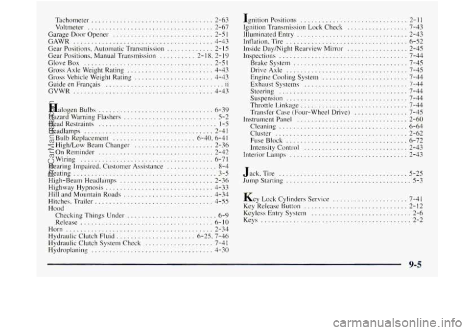 GMC SIERRA 1998 Owners Manual Tachometer .................................. 2-63
Voltmeter
................................... 2-67
Garage Door Opener
............................ 2-5 1
GAWR ................................. GMC SIERRA 1998 Owners Manual Tachometer .................................. 2-63
Voltmeter
................................... 2-67
Garage Door Opener
............................ 2-5 1
GAWR .................................