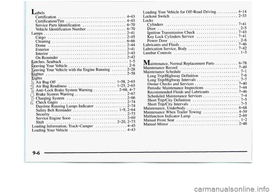 GMC SIERRA 1998 Owners Manual Loading Your Vehicle for Off-Road Driving
Lockout Switch
......................
Locks
Cylinders
.........................
Door .............................
Ignition Transmission Check .... GMC SIERRA 1998 Owners Manual Loading Your Vehicle for Off-Road Driving
Lockout Switch
......................
Locks
Cylinders
.........................
Door .............................
Ignition Transmission Check ....