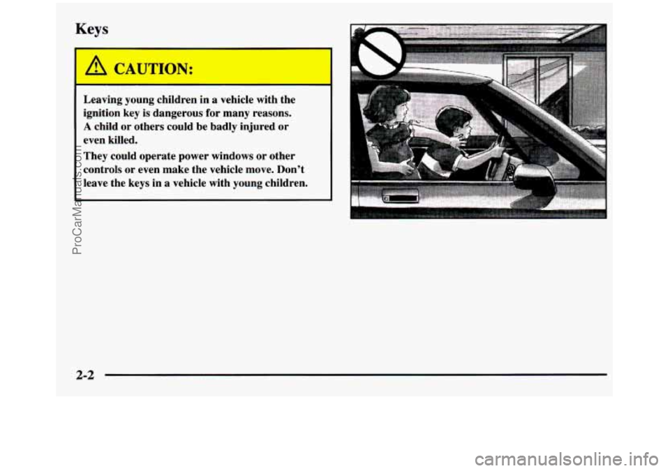GMC SIERRA 1997 Manual PDF Keys
1
CAUTION:
I
Leaving young children in a vehicle with the ignition key
is dangerous for many reasons.
A child or others could be badly injured or
even killed.
They cou GMC SIERRA 1997 Manual PDF Keys
1
CAUTION:
I
Leaving young children in a vehicle with the ignition key
is dangerous for many reasons.
A child or others could be badly injured or
even killed.
They cou