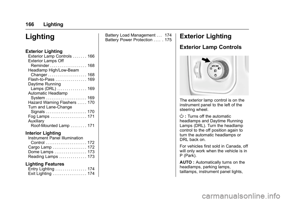 GMC SIERRA 1500 2017  Owners Manual GMC Sierra/Sierra Denali Owner Manual (GMNA-Localizing-U.S./Canada/
Mexico-9955992) - 2017 - crc - 5/3/16
166 Lighting
Lighting
Exterior Lighting
Exterior Lamp Controls . . . . . . . 166
Exterior Lamp