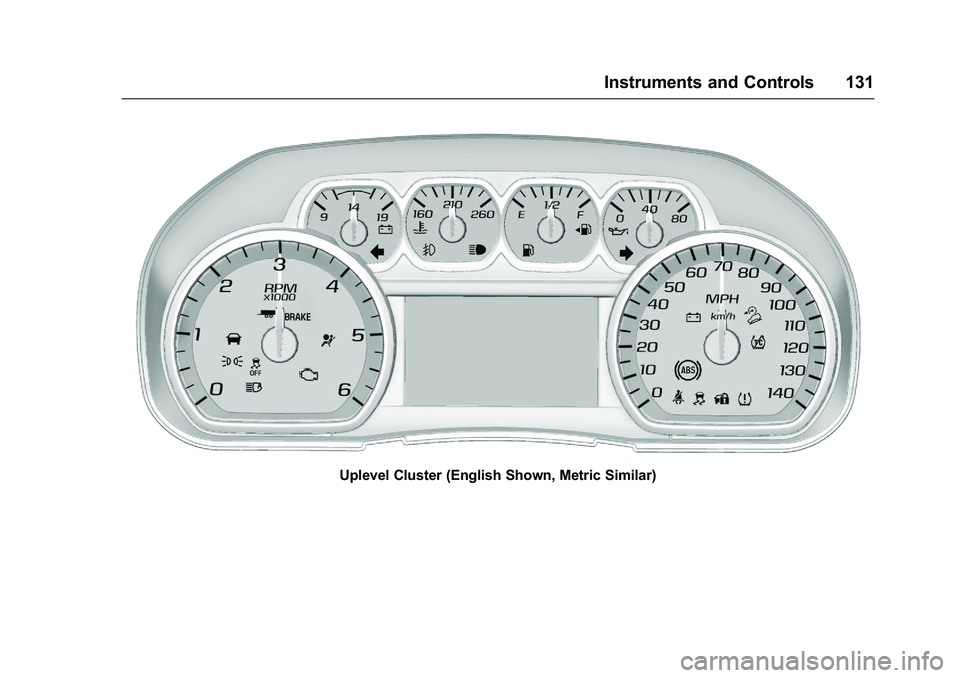 GMC SIERRA 1500 2016 Owners Manual GMC Sierra Owner Manual (GMNA-Localizing-U.S./Canada/Mexico-
9234758) - 2016 - crc - 11/9/15
Instruments and Controls 131
Uplevel Cluster (English Shown, Metric Similar) GMC SIERRA 1500 2016 Owners Manual GMC Sierra Owner Manual (GMNA-Localizing-U.S./Canada/Mexico-
9234758) - 2016 - crc - 11/9/15
Instruments and Controls 131
Uplevel Cluster (English Shown, Metric Similar)