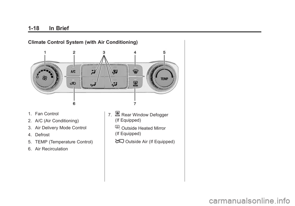 GMC SIERRA 1500 2015 Owners Manual Black plate (18,1)GMC Sierra Owner Manual (GMNA Localizing-U.S/Canada/Mexico-
7299746) - 2015 - crc - 11/11/13
1-18 In Brief
Climate Control System (with Air Conditioning)
1. Fan Control
2. A/C (Air C GMC SIERRA 1500 2015 Owners Manual Black plate (18,1)GMC Sierra Owner Manual (GMNA Localizing-U.S/Canada/Mexico-
7299746) - 2015 - crc - 11/11/13
1-18 In Brief
Climate Control System (with Air Conditioning)
1. Fan Control
2. A/C (Air C
