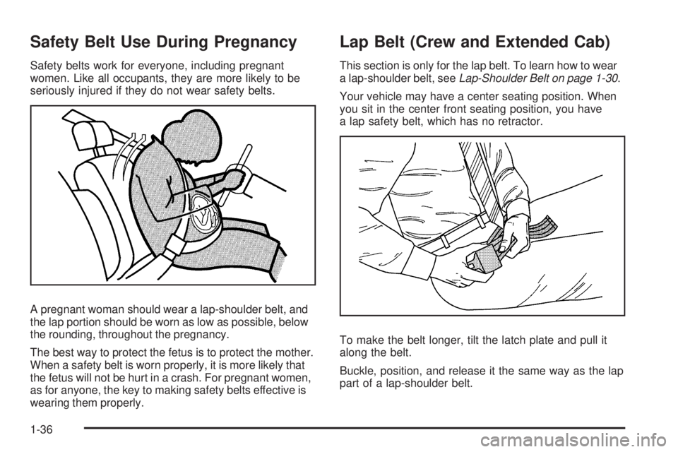 GMC SIERRA 1500 2009  Owners Manual Safety Belt Use During Pregnancy
Safety belts work for everyone, including pregnant
women. Like all occupants, they are more likely to be
seriously injured if they do not wear safety belts.
A pregnant