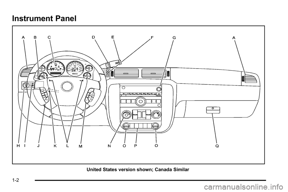 GMC YUKON DENALI 2010  Owners Manual Instrument Panel
United States version shown; Canada Similar
1-2 