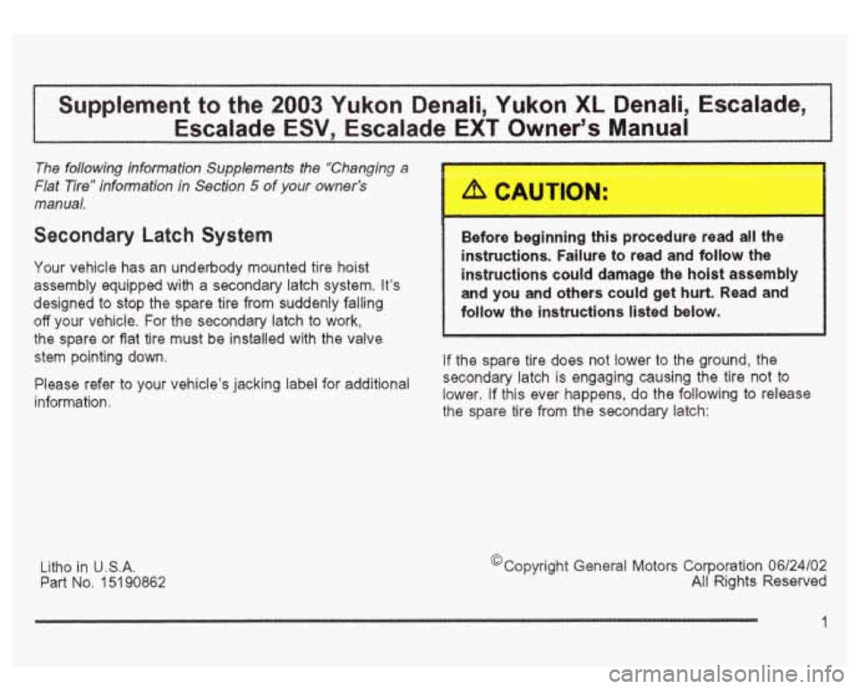 GMC YUKON DENALI 2003 Owners Manual GMC YUKON DENALI 2003 Owners Manual