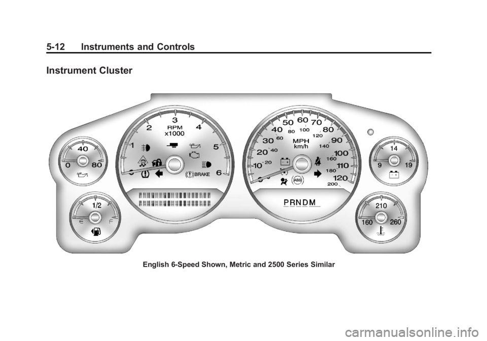 GMC YUKON XL 2011 Owners Manual Black plate (12,1)GMC Yukon/Yukon XL Owner Manual - 2011
5-12 Instruments and Controls
Instrument Cluster
English 6‐Speed Shown, Metric and 2500 Series Similar GMC YUKON XL 2011 Owners Manual Black plate (12,1)GMC Yukon/Yukon XL Owner Manual - 2011
5-12 Instruments and Controls
Instrument Cluster
English 6‐Speed Shown, Metric and 2500 Series Similar