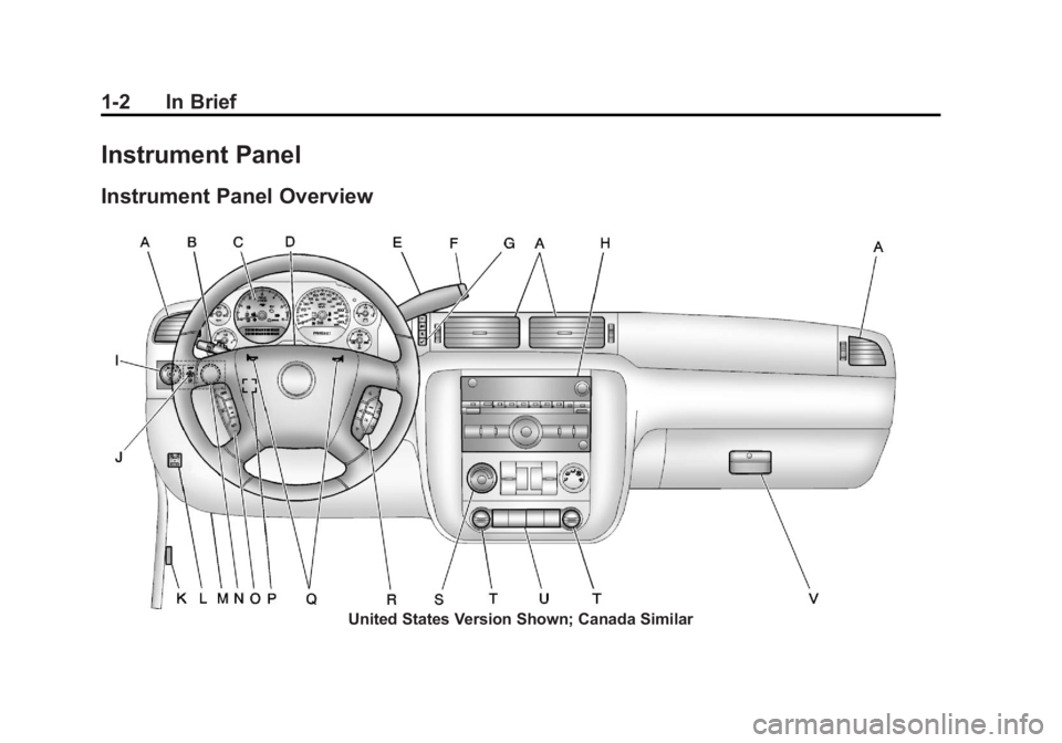 GMC YUKON XL 2011 Owners Manual Black plate (2,1)GMC Yukon/Yukon XL Owner Manual - 2011
1-2 In Brief
Instrument Panel
Instrument Panel Overview
United States Version Shown; Canada Similar GMC YUKON XL 2011 Owners Manual Black plate (2,1)GMC Yukon/Yukon XL Owner Manual - 2011
1-2 In Brief
Instrument Panel
Instrument Panel Overview
United States Version Shown; Canada Similar