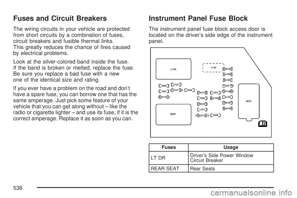 GMC YUKON XL DENALI 2007  Owners Manual Fuses and Circuit Breakers
The wiring circuits in your vehicle are protected
from short circuits by a combination of fuses,
circuit breakers and fusible thermal links.
This greatly reduces the chance 