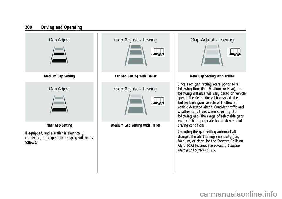 GMC CANYON 2023  Owners Manual GMC Canyon/Canyon Denali Owner Manual (GMNA-Localizing-U.S./Canada/
Mexico-16510661) - 2023 - CRC - 11/29/22
200 Driving and Operating
Medium Gap Setting
Near Gap Setting
If equipped, and a trailer is