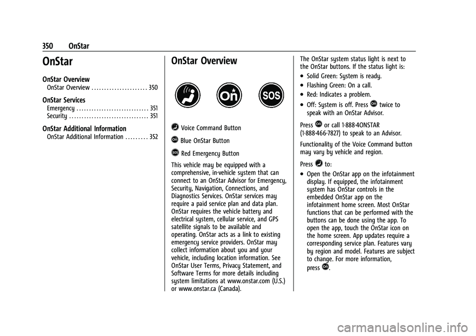 GMC CANYON 2023 Owners Manual GMC Canyon/Canyon Denali Owner Manual (GMNA-Localizing-U.S./Canada/
Mexico-16510661) - 2023 - CRC - 11/29/22
350 OnStar
OnStar
OnStar Overview
OnStar Overview . . . . . . . . . . . . . . . . . . . . . GMC CANYON 2023 Owners Manual GMC Canyon/Canyon Denali Owner Manual (GMNA-Localizing-U.S./Canada/
Mexico-16510661) - 2023 - CRC - 11/29/22
350 OnStar
OnStar
OnStar Overview
OnStar Overview . . . . . . . . . . . . . . . . . . . . .