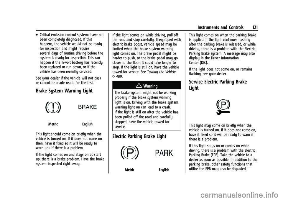 GMC SIERRA 2022 Owners Manual GMC Sierra/Sierra Denali 1500 Owner Manual (GMNA-Localizing-U.S./
Canada/Mexico-15883563) - 2022 - CRC - 11/19/21
Instruments and Controls 121
.Critical emission control systems have not
been complete GMC SIERRA 2022 Owners Manual GMC Sierra/Sierra Denali 1500 Owner Manual (GMNA-Localizing-U.S./
Canada/Mexico-15883563) - 2022 - CRC - 11/19/21
Instruments and Controls 121
.Critical emission control systems have not
been complete