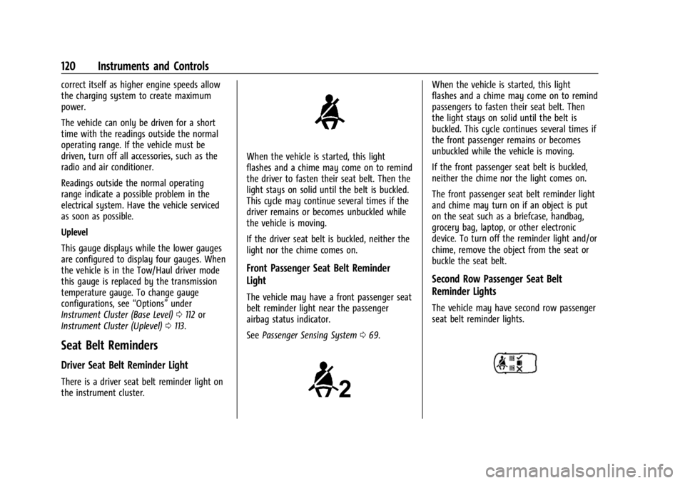 GMC SIERRA 2024 Owners Manual GMC Sierra/Sierra Denali 2500 HD/3500 HD Owner Manual (GMNA-
Localizing-U.S./Canada-16908340) - 2024 - CRC - 12/15/22
120 Instruments and Controls
correct itself as higher engine speeds allow
the char GMC SIERRA 2024 Owners Manual GMC Sierra/Sierra Denali 2500 HD/3500 HD Owner Manual (GMNA-
Localizing-U.S./Canada-16908340) - 2024 - CRC - 12/15/22
120 Instruments and Controls
correct itself as higher engine speeds allow
the char