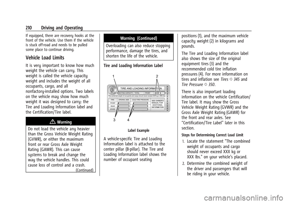 GMC SIERRA 2024 Owners Manual GMC Sierra/Sierra Denali 2500 HD/3500 HD Owner Manual (GMNA-
Localizing-U.S./Canada-16908340) - 2024 - CRC - 12/13/22
210 Driving and Operating
If equipped, there are recovery hooks at the
front of th GMC SIERRA 2024 Owners Manual GMC Sierra/Sierra Denali 2500 HD/3500 HD Owner Manual (GMNA-
Localizing-U.S./Canada-16908340) - 2024 - CRC - 12/13/22
210 Driving and Operating
If equipped, there are recovery hooks at the
front of th