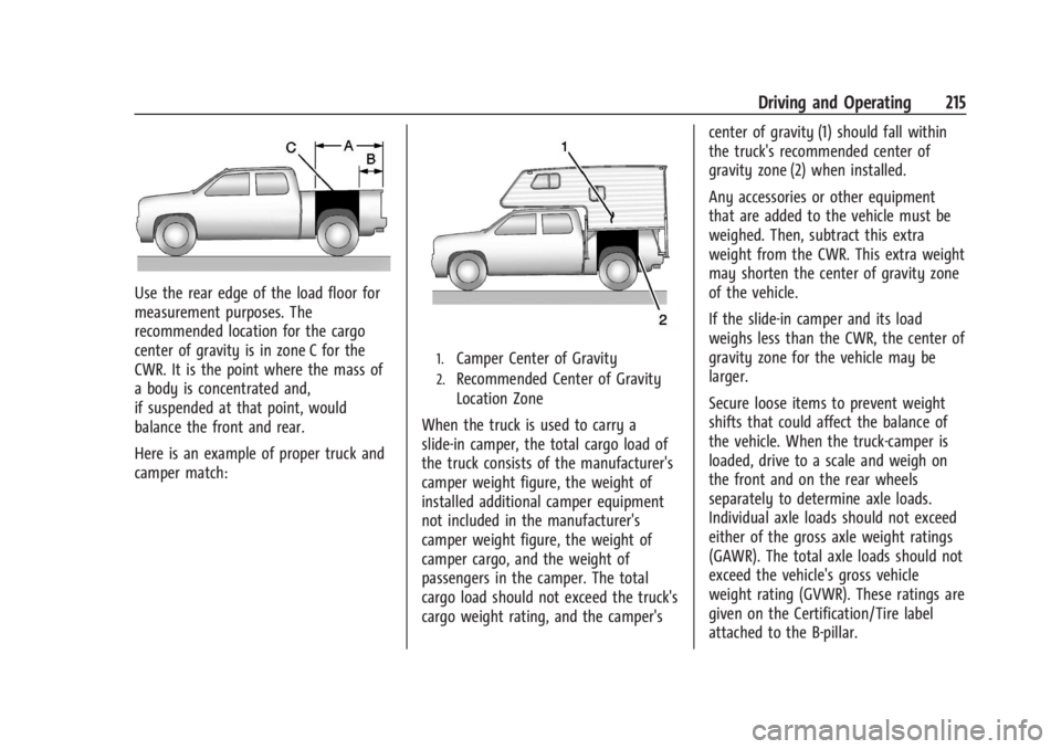GMC SIERRA 2024 Owners Manual GMC Sierra/Sierra Denali 2500 HD/3500 HD Owner Manual (GMNA-
Localizing-U.S./Canada-16908340) - 2024 - CRC - 12/13/22
Driving and Operating 215
Use the rear edge of the load floor for
measurement purp GMC SIERRA 2024 Owners Manual GMC Sierra/Sierra Denali 2500 HD/3500 HD Owner Manual (GMNA-
Localizing-U.S./Canada-16908340) - 2024 - CRC - 12/13/22
Driving and Operating 215
Use the rear edge of the load floor for
measurement purp
