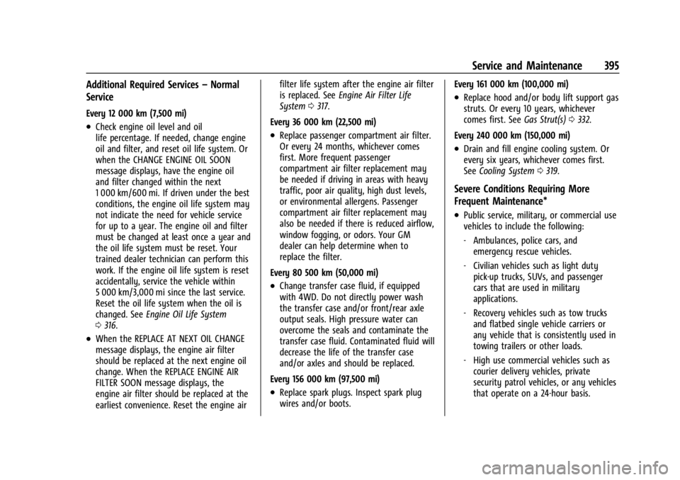 GMC SIERRA 2024 Owners Manual GMC Sierra/Sierra Denali 2500 HD/3500 HD Owner Manual (GMNA-
Localizing-U.S./Canada-16908340) - 2024 - CRC - 12/7/22
Service and Maintenance 395
Additional Required Services–Normal
Service
Every 12 GMC SIERRA 2024 Owners Manual GMC Sierra/Sierra Denali 2500 HD/3500 HD Owner Manual (GMNA-
Localizing-U.S./Canada-16908340) - 2024 - CRC - 12/7/22
Service and Maintenance 395
Additional Required Services–Normal
Service
Every 12