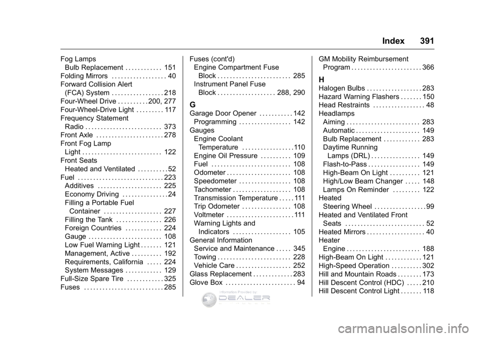 GMC SIERRA DENALI 2016 Owners Manual GMC Sierra Denali Owner Manual (GMNA-Localizing-U.S./Canada/Mexico-
9234761) - 2016 - crc - 7/24/15
Index 391
Fog LampsBulb Replacement . . . . . . . . . . . . 151
Folding Mirrors . . . . . . . . . . GMC SIERRA DENALI 2016 Owners Manual GMC Sierra Denali Owner Manual (GMNA-Localizing-U.S./Canada/Mexico-
9234761) - 2016 - crc - 7/24/15
Index 391
Fog LampsBulb Replacement . . . . . . . . . . . . 151
Folding Mirrors . . . . . . . . . .