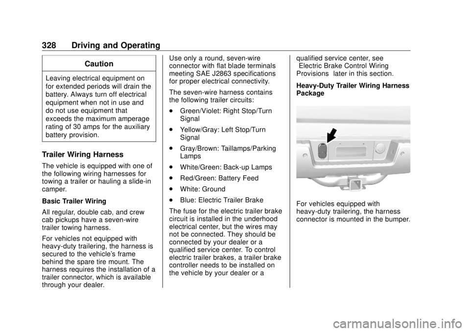 GMC SIERRA DENALI 2018 Owners Manual GMC Sierra/Sierra Denali Owner Manual (GMNA-Localizing-U.S./Canada/
Mexico-11349177) - 2018 - CRC - 10/17/17
328 Driving and Operating CautionLeaving electrical equipment on
for extended periods will GMC SIERRA DENALI 2018 Owners Manual GMC Sierra/Sierra Denali Owner Manual (GMNA-Localizing-U.S./Canada/
Mexico-11349177) - 2018 - CRC - 10/17/17
328 Driving and Operating CautionLeaving electrical equipment on
for extended periods will