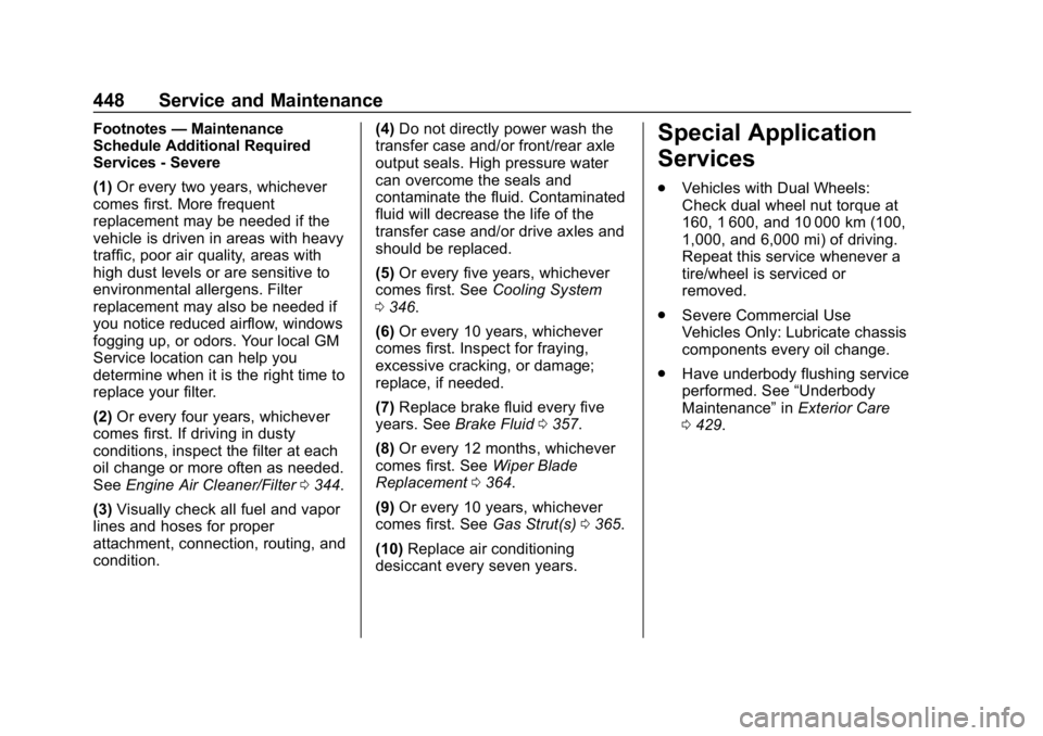 GMC SIERRA DENALI 2020 Owners Manual GMC Sierra/Sierra Denali Owner Manual (GMNA-Localizing-U.S./Canada/
Mexico-13337776) - 2020 - CRC - 8/27/19
448 Service and Maintenance
Footnotes—Maintenance
Schedule Additional Required
Services - GMC SIERRA DENALI 2020 Owners Manual GMC Sierra/Sierra Denali Owner Manual (GMNA-Localizing-U.S./Canada/
Mexico-13337776) - 2020 - CRC - 8/27/19
448 Service and Maintenance
Footnotes—Maintenance
Schedule Additional Required
Services -