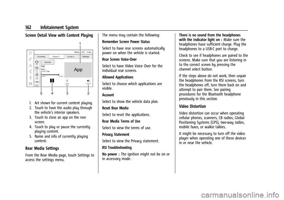 GMC YUKON 2022 Owners Manual GMC Yukon/Yukon XL/Denali Owner Manual (GMNA-Localizing-U.S./
Canada/Mexico-15555988) - 2022 - CRC - 12/3/21
162 Infotainment System
Screen Detail View with Content Playing
1. Art shown for current co GMC YUKON 2022 Owners Manual GMC Yukon/Yukon XL/Denali Owner Manual (GMNA-Localizing-U.S./
Canada/Mexico-15555988) - 2022 - CRC - 12/3/21
162 Infotainment System
Screen Detail View with Content Playing
1. Art shown for current co