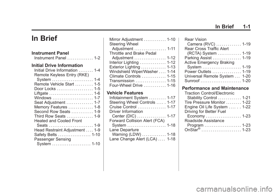 GMC YUKON DENALI 2015  Owners Manual Black plate (1,1)GMC 2015i Yukon Denali/Yukon XL Denali Owner Manual (GMNA-
Localizing-U.S./Canada/Mexico-8431504) - 2015 - CRC - 7/30/14
In Brief 1-1
In Brief
Instrument Panel
Instrument Panel . . . 