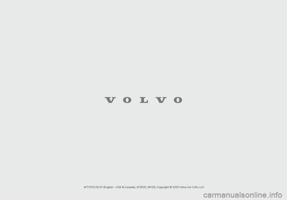 VOLVO XC40 RECHARGE PURE ELECTRIC 2022  Warranty and Maintenance Records Information WTY572.05.21 (English - USA & Canada), AT2021, MY22, Copyright © 2021 Volvo Car USA, LLC 