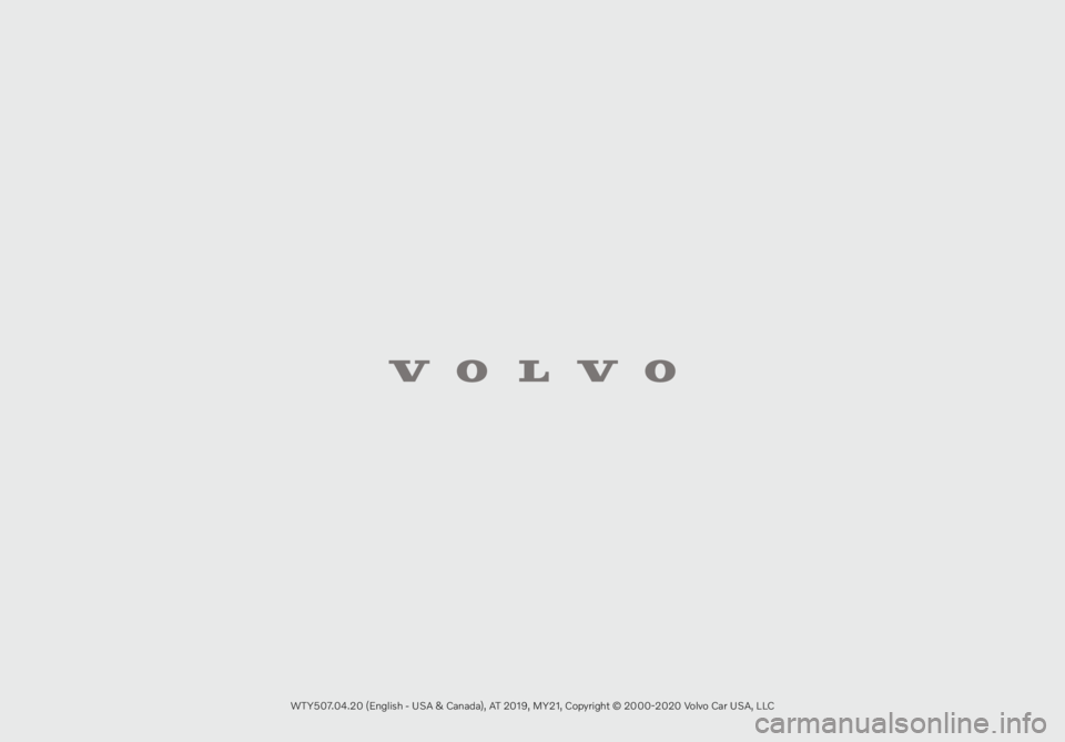 VOLVO V60 RECHARGE 2021  Warranty and Maintenance Records Information WTY507.04.20 (English - USA & Canada), AT 2019, MY21, Copyright © 2000-2020 Volvo Car USA, LLC 