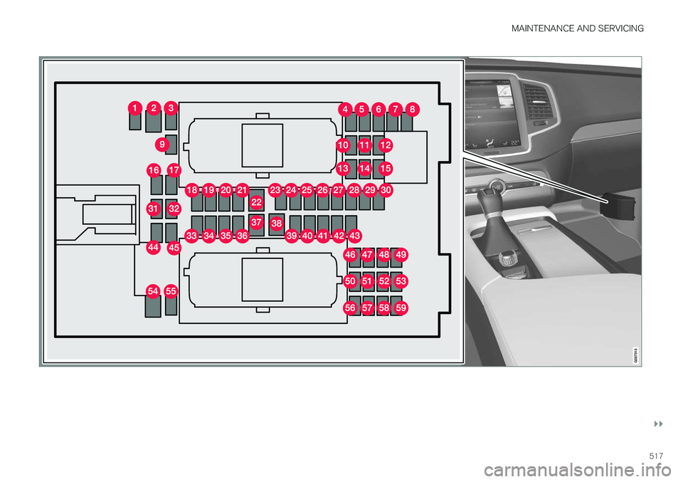 VOLVO XC90 T8 2017 Owner´s Manual MAINTENANCE AND SERVICING
}}
517 VOLVO XC90 T8 2017 Owner´s Manual MAINTENANCE AND SERVICING
}}
517